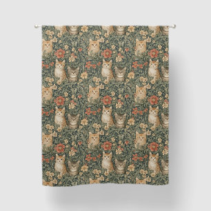 cats in a garden William Morris style Blackout Curtains