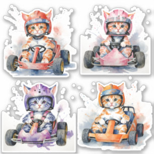 Cats in a go-kart  sticker
