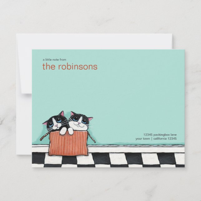 Cats in a Packing Box | Flat Note Card (Front)