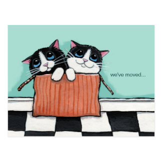 Cats in a Packing Box | We've Moved Announcement Postcard
