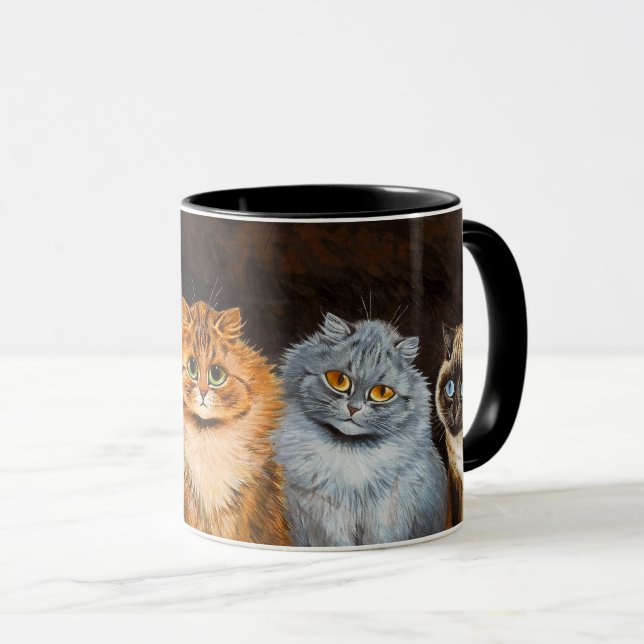Cats in a Row Painting by Louis Wain Mug (Front Right)