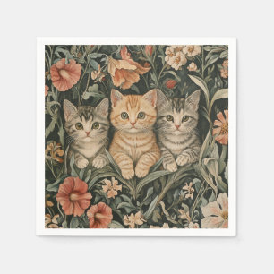 Cats in a William Morris Style Vintage Garden Napkins