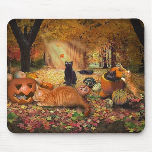 Cats in Autumn Mouse Pad