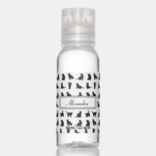 Cats in Black Silhouette Pattern with First Name Hand Sanitizer
