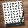 Cats in Black Silhouette Pattern with First Name Notebook