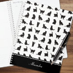 Cats in Black Silhouette Pattern with First Name Planner<br><div class="desc">Celebrate cats with this adorable custom cat pattern planner. Planner features a pattern of adorable cats in black silhouette. Cats are relaxing, playing, jumping, and more. Add your first name for a personal touch. Is there a special cat lover in your life? This planner also makes a great personalized birthday,...</div>
