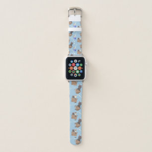 Cats in box and milk drops on blue apple watch band