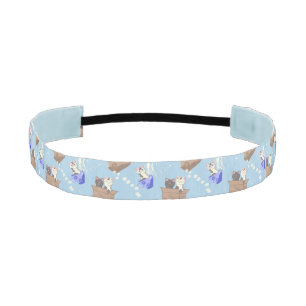 Cats in box and milk drops on blue athletic headband