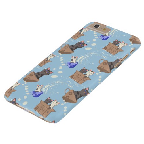 Cats in box and milk drops on blue barely there iPhone 6 plus case