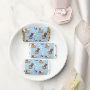 Cats in box and milk drops on blue hershey's miniatures