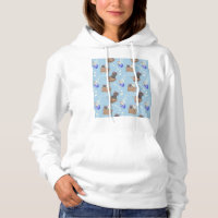 Cats in box and milk drops on blue