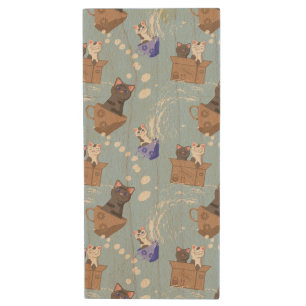 Cats in box and milk drops on blue wood flash drive