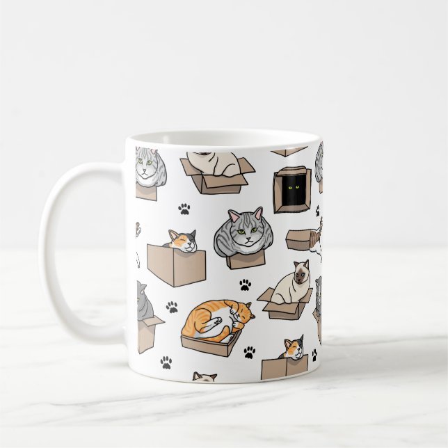 Cats in Boxes, If I Fit I Sit  Coffee Mug (Left)