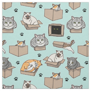 Cats in Boxes If I Fit I Sit, Funny Choose Color Fabric