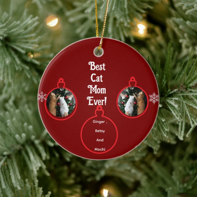 Cats In Christmas Tree Customize  Ceramic Ornament (Tree)