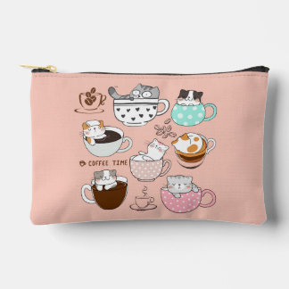  Cats in Coffee Cups Accessory Pouch