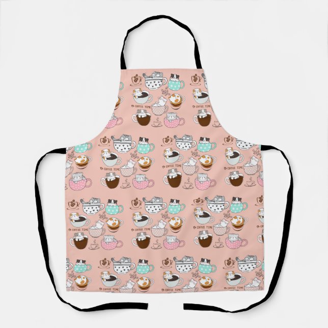 Cats in Coffee Cups Apron (Front)