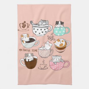 Cats in Coffee Cups Kitchen Towel