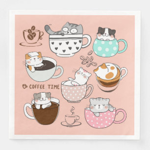 Cats in Coffee Cups Paper Dinner Napkins