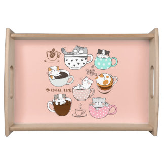 Cats in Coffee Cups Serving Tray