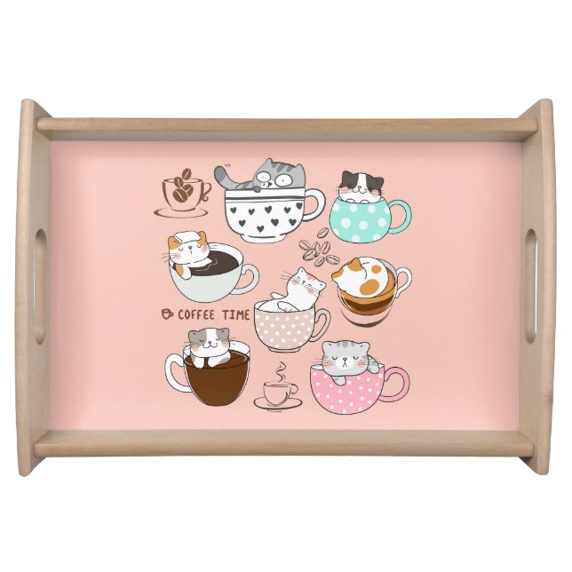 Cats in Coffee Cups Serving Tray (Front)