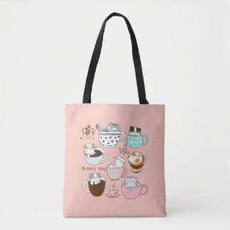  Cats in Coffee Cups Tote Bag