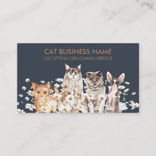 Cats in Daisies Cute for Pet Sitter Cat Groomer Business Card