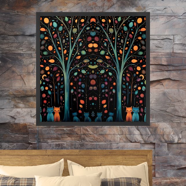cats in enchanted forest framed art (Creator Uploaded)