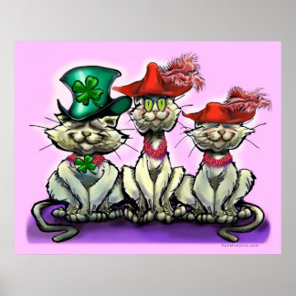 Cats in Funny Hats Poster