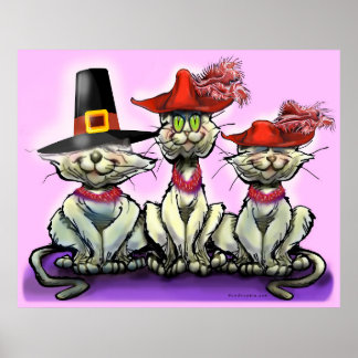 Cats in Funny Hats Poster