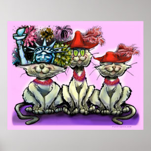 Cats in Funny Hats Poster