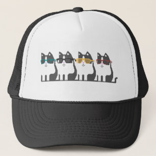 Cats In Glasses Row Pixel Art Hat