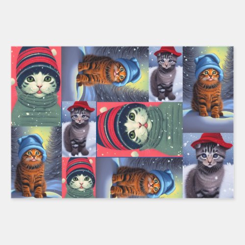 Cats in Hats Wrapping Paper Sheet Set