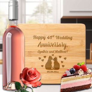Cats in Love 41st Wedding Anniversary  Engraved Cutting Board