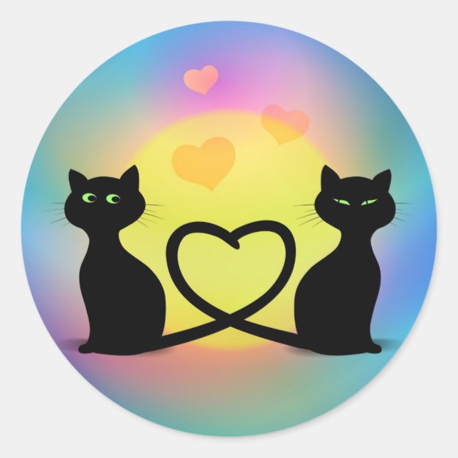 Cats In Love Classic Round Sticker (Front)