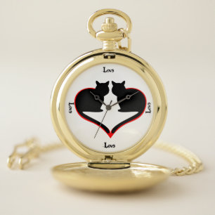 Cats in Love Large Clock Pocket Watch