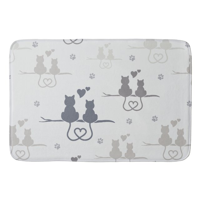 Cats in Love Modern Animal Silhouette Pattern Bath Mat (Front)
