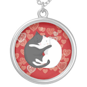 Cats in Love: Paulie & Angie (lover's pendant) Silver Plated Necklace