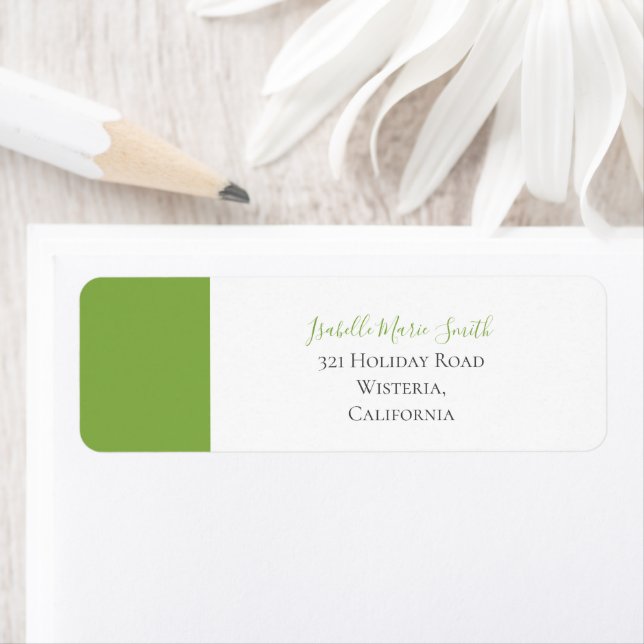 Cats In Love Plain Green & White Color Wedding Label (Insitu)