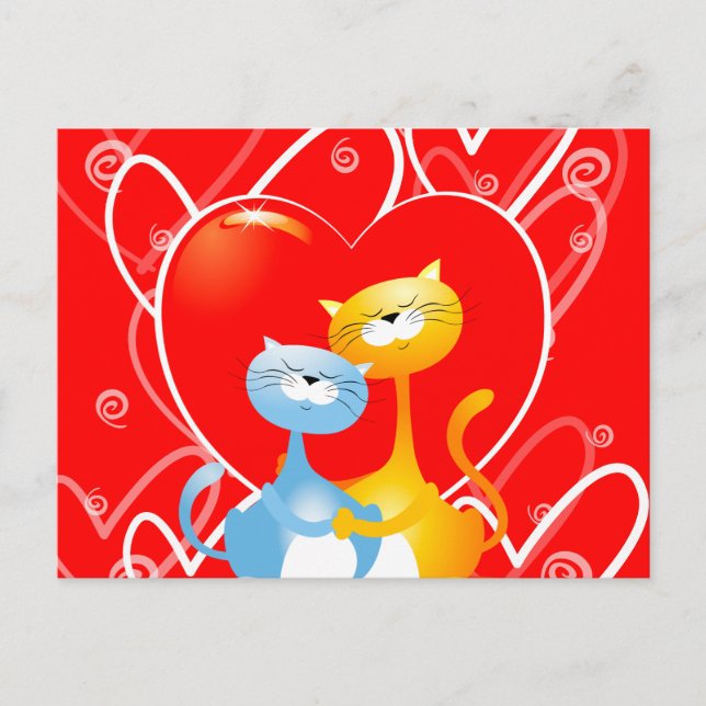 Cats in love, postcard (Front)