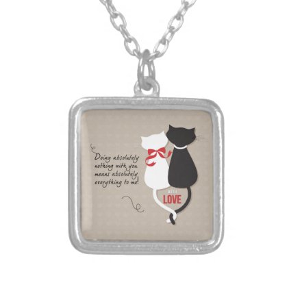 Cats in Love Silver Plated Necklace