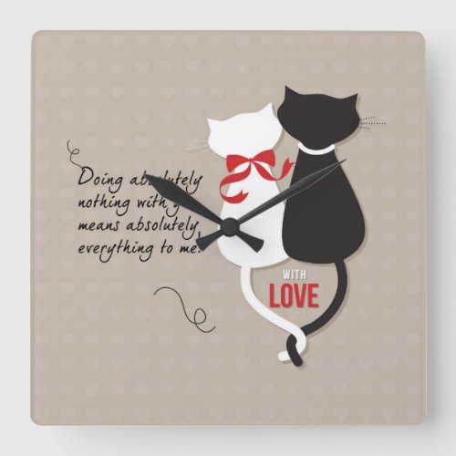 Cats in Love Square Wall Clock