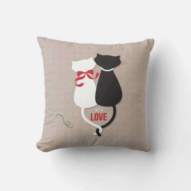 Cats in Love Throw Pillow (Front)