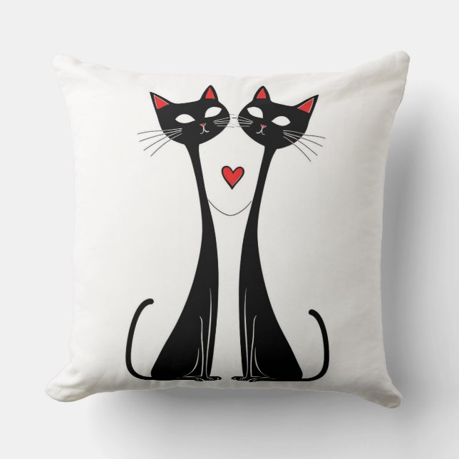 Cats in Love Throw Pillow (Front)