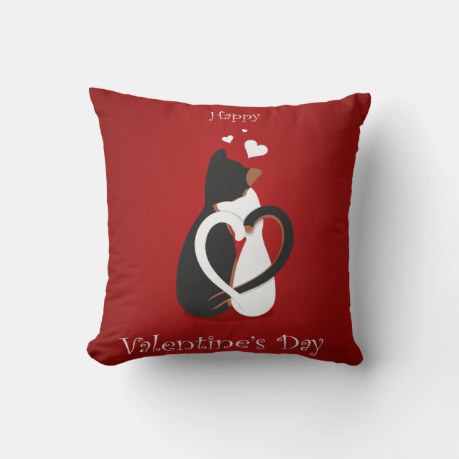 Cats in love Valentine's Day- 2 Sided Print Pillow (Front)