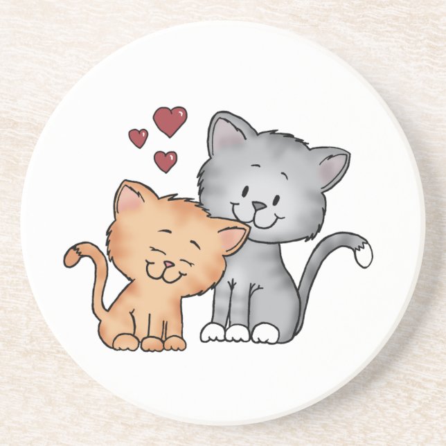 Cats in Love - Valentines Day Gift Drink Coaster (Front)
