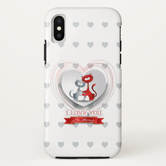 Cats in Love with Heart iPhone X Case