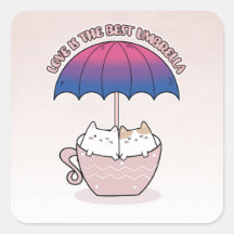 Cats in Mug Under Umbrella in Bisexual Colors