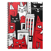Cats in New York Art Notebook -Cute Whimsical Cat