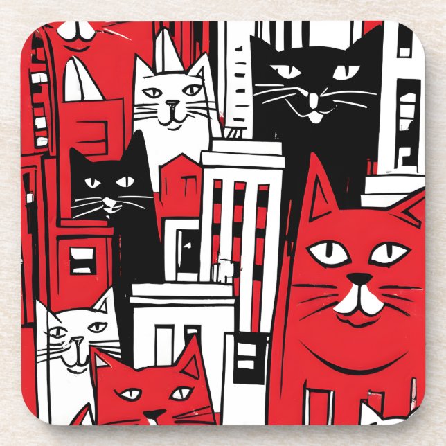 Cats in New York Beverage Coaster (Front)